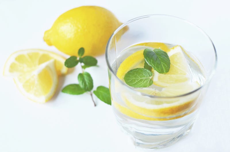 Fresh squeezed lemonade with mint and ice
