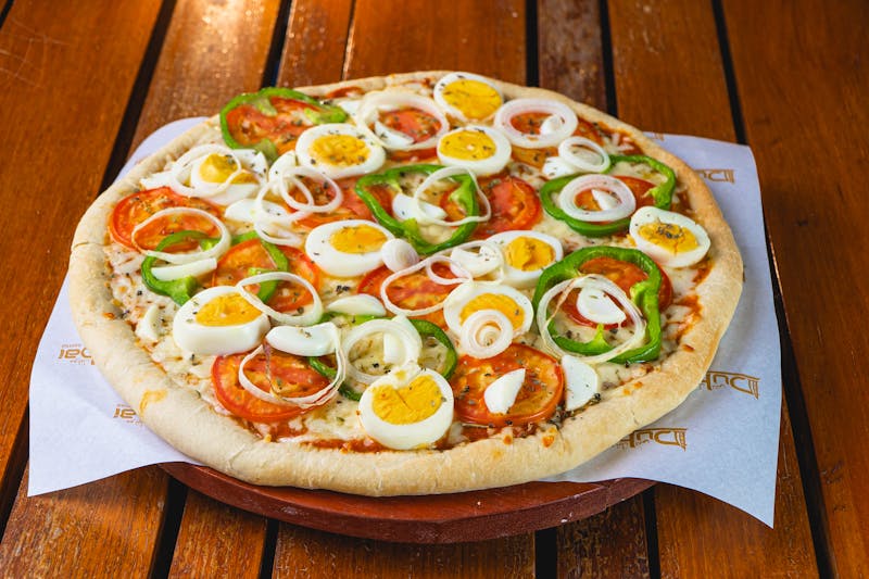 Veggie Harvest pizza with roasted seasonal vegetables